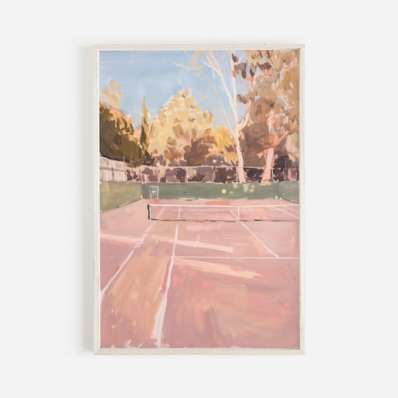 Pink Country Club Tennis Court, Vintage Sports Poster