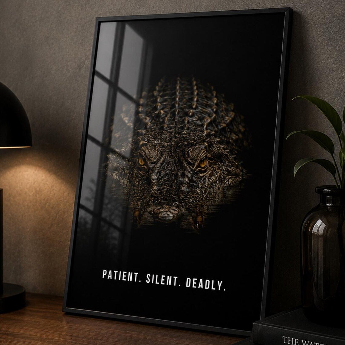 Alligator Wall Art, Moody Wildlife Poster