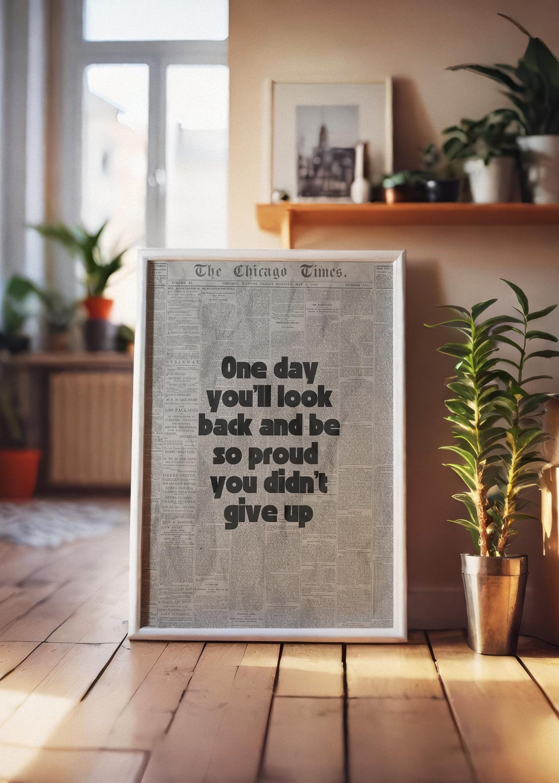 Chicago Times Retro Newspaper Motivational Don't Give Up Quote Poster - Image 4