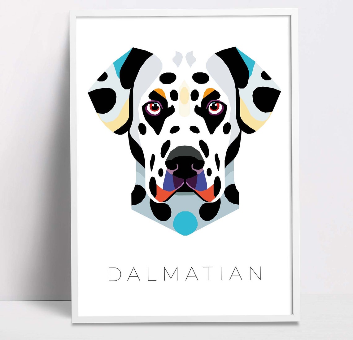 Dalmatian Geometric Pop Art Spotted Dog Portrait Wall Art Decor