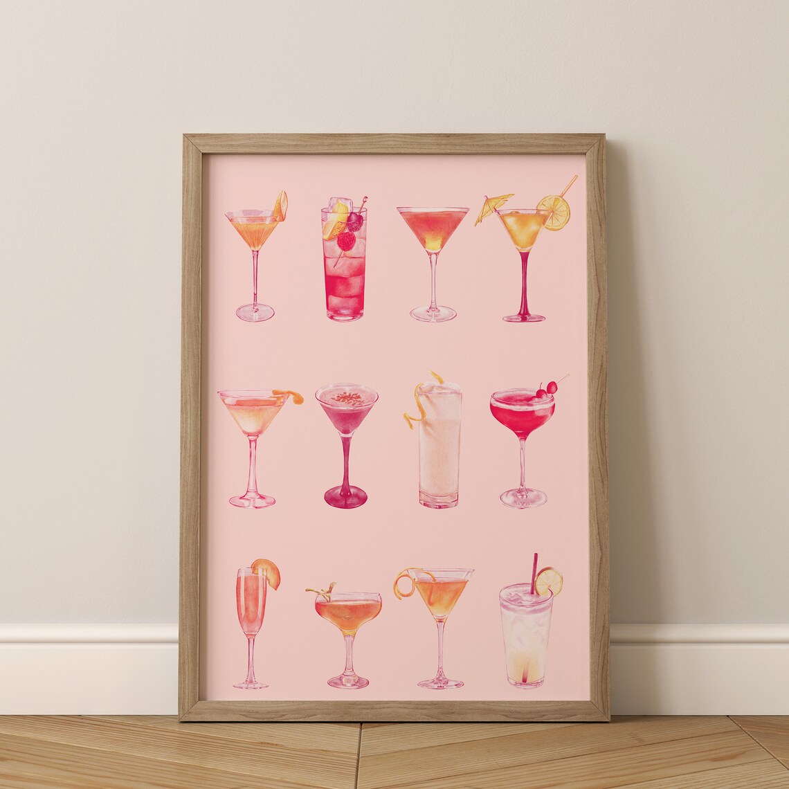 Cocktails Watercolour Vintage Poster, Kitchen Decor - Image 3