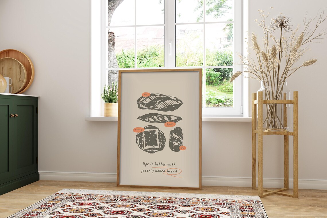 Bread Bakery, Minimal Kitchen Decor Poster Print - Image 4