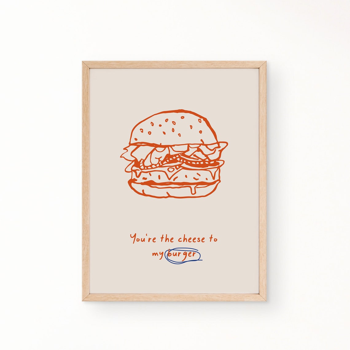 Cheeseburger Food Poster, Modern Kitchen Wall Art - Image 3