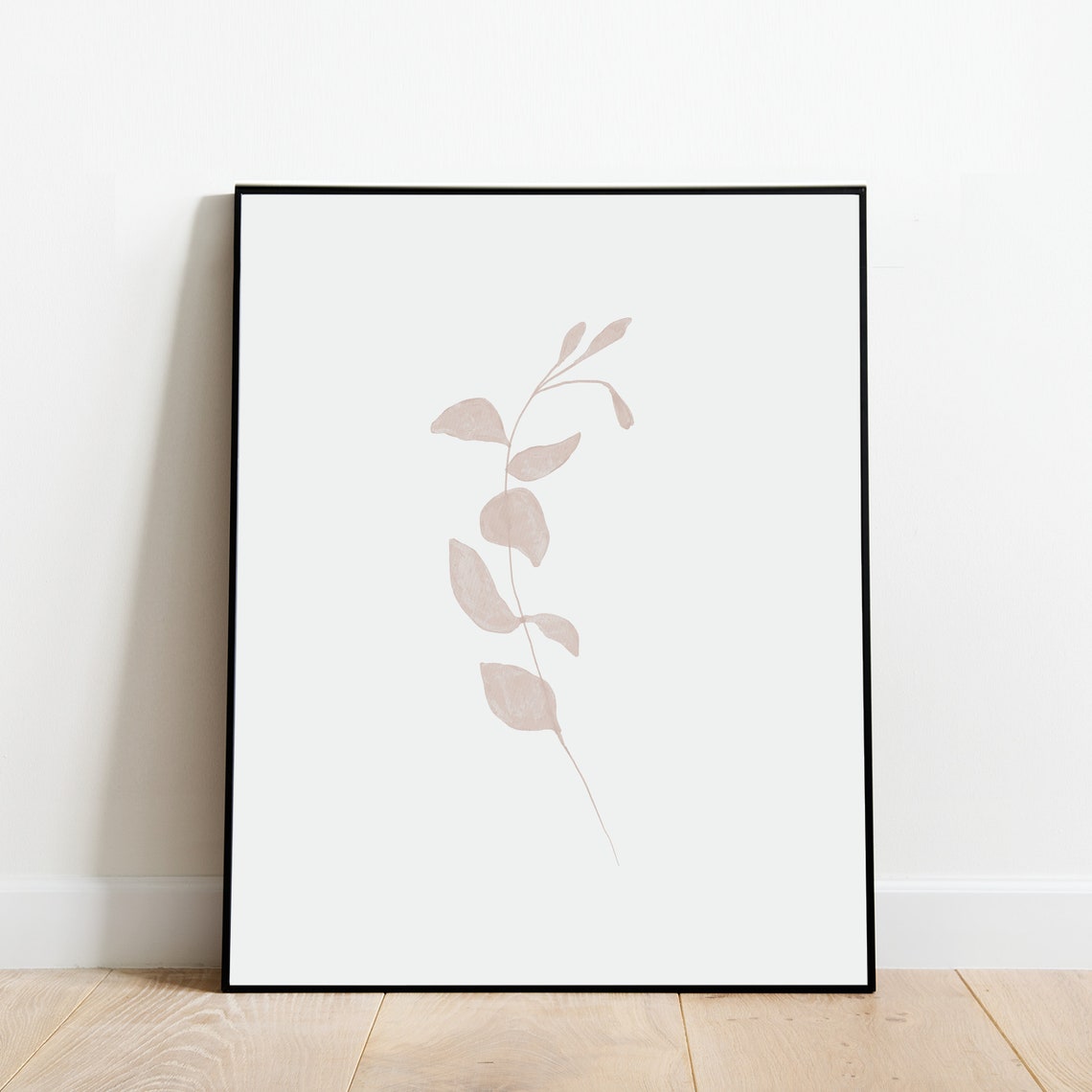 Boho Botanical Gray Eucalyptus Sprig Minimalist Neutral Framed Print - Image 3