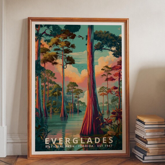 Everglades National Park Cypress Swamp Sunset Florida Art Poster