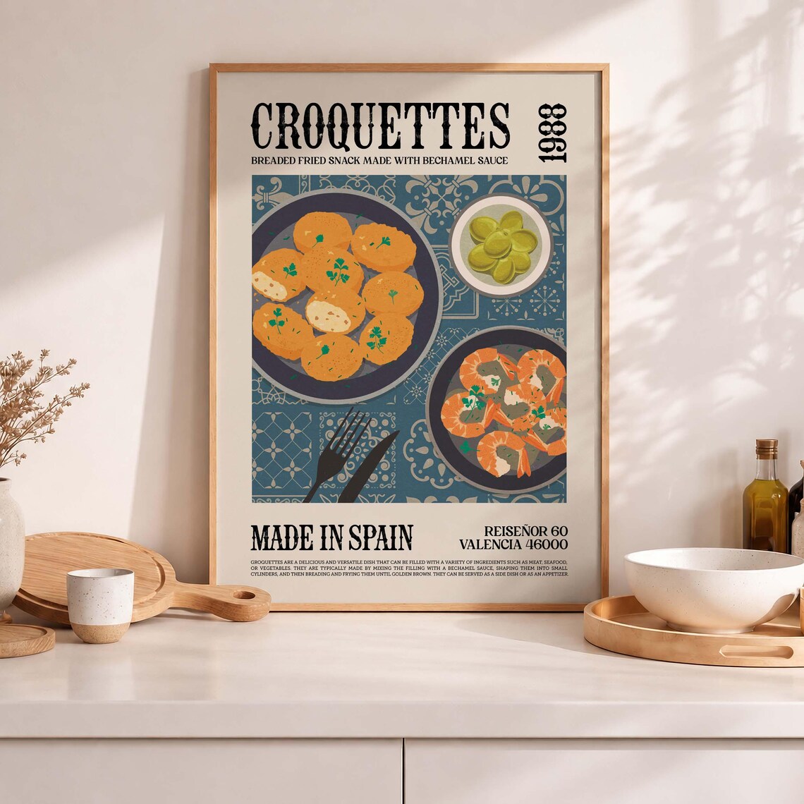 Croquettes Art Print, Spain Cuisine Poster