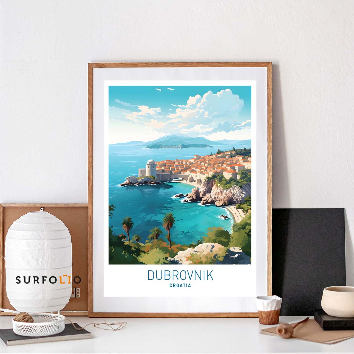 Dubrovnik Croatia Adriatic Sea Harbor Old Town Travel Poster