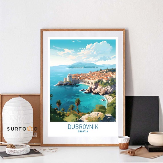 Dubrovnik Croatia Wall Art Adriatic Sea Harbor Print Old Town Cityscape Poster Digital Download
