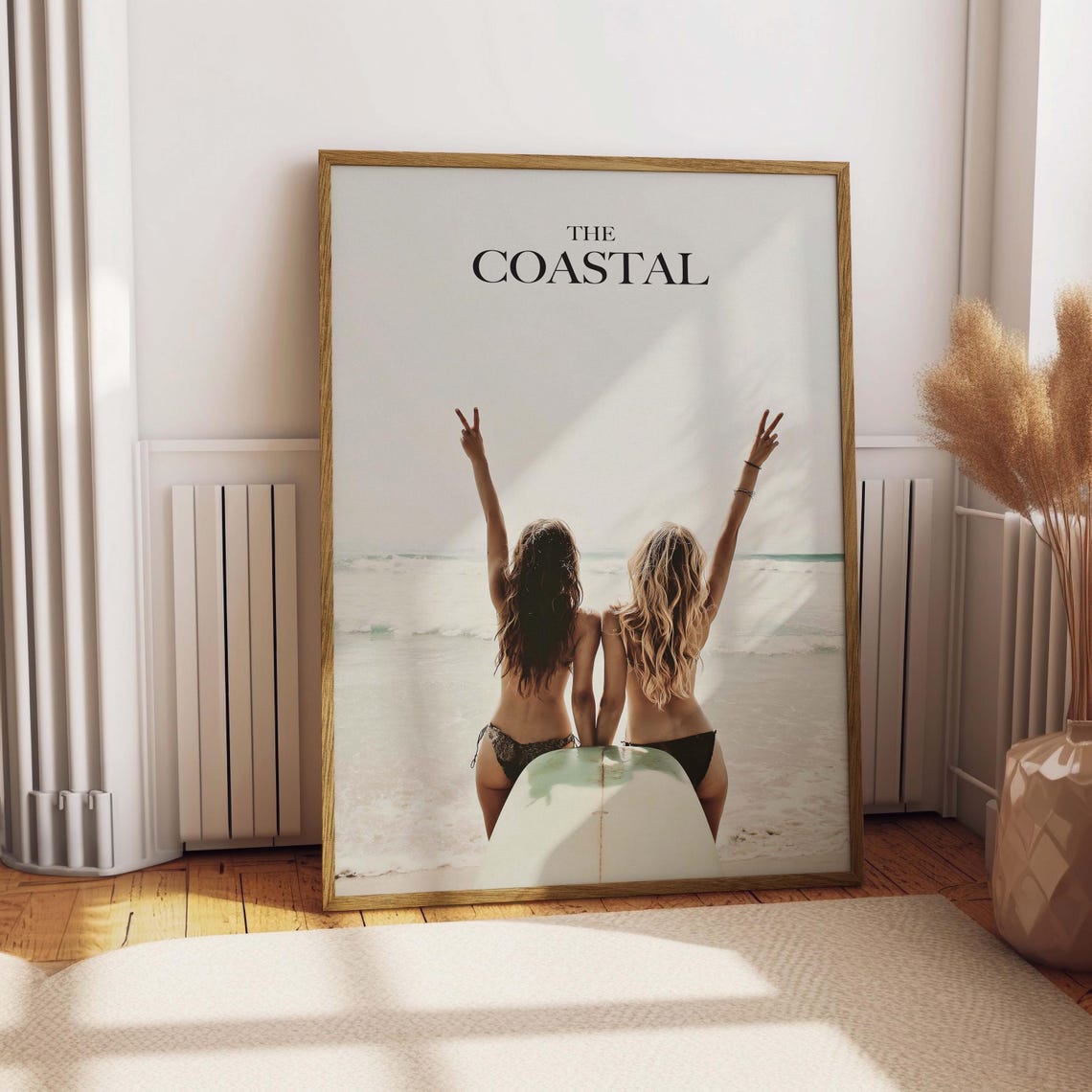The Coastal Two Surfers Beach Photo Vintage Surf Retro Ocean Wall Art