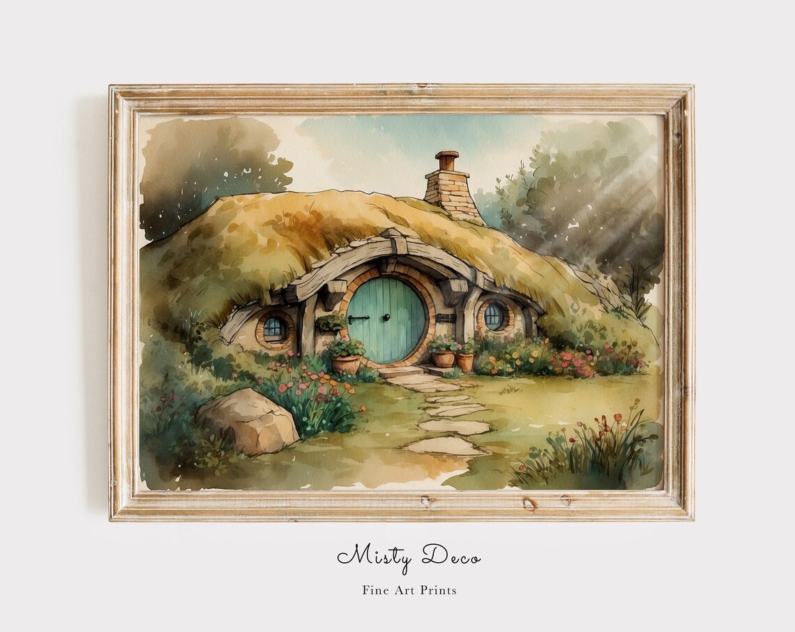 Fantasy House In The Shire Landscape Wall Art Print