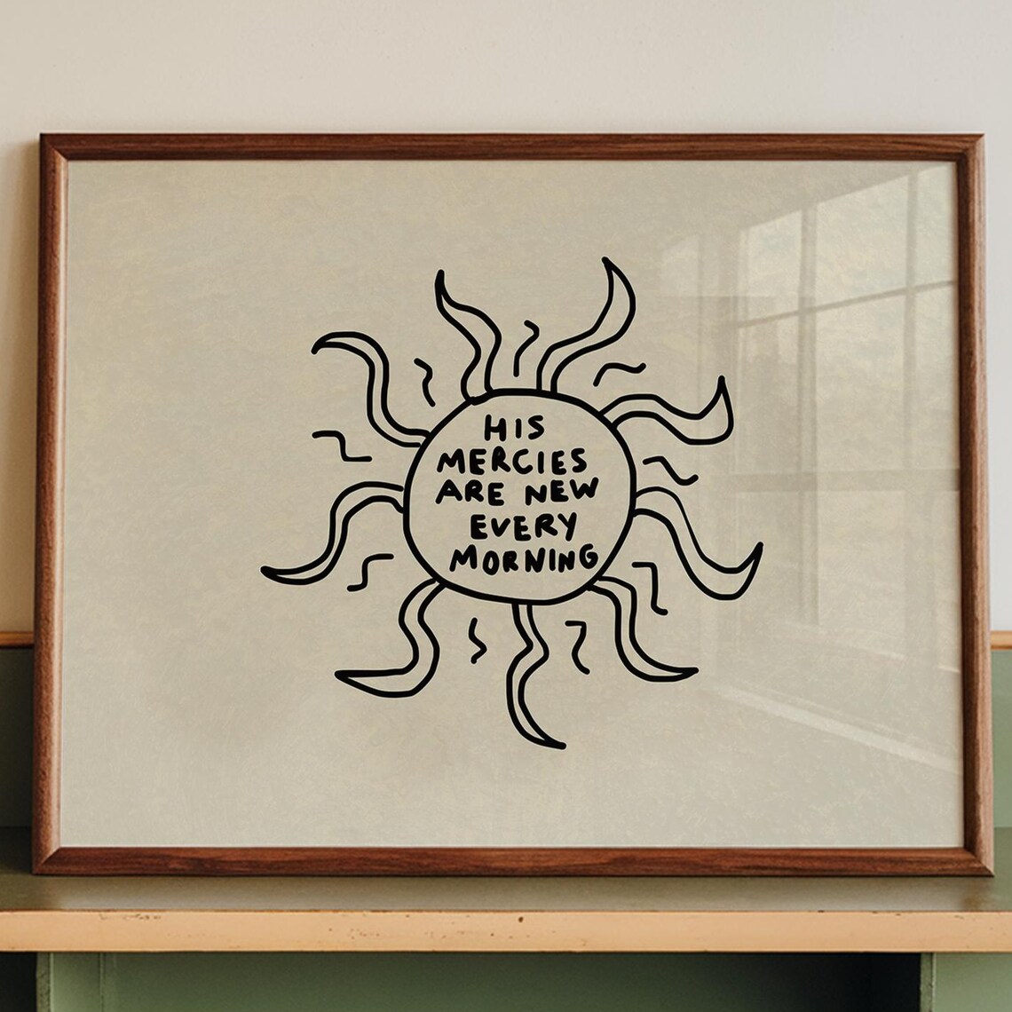 His Mercies Handdrawn Typography, Christian Decor