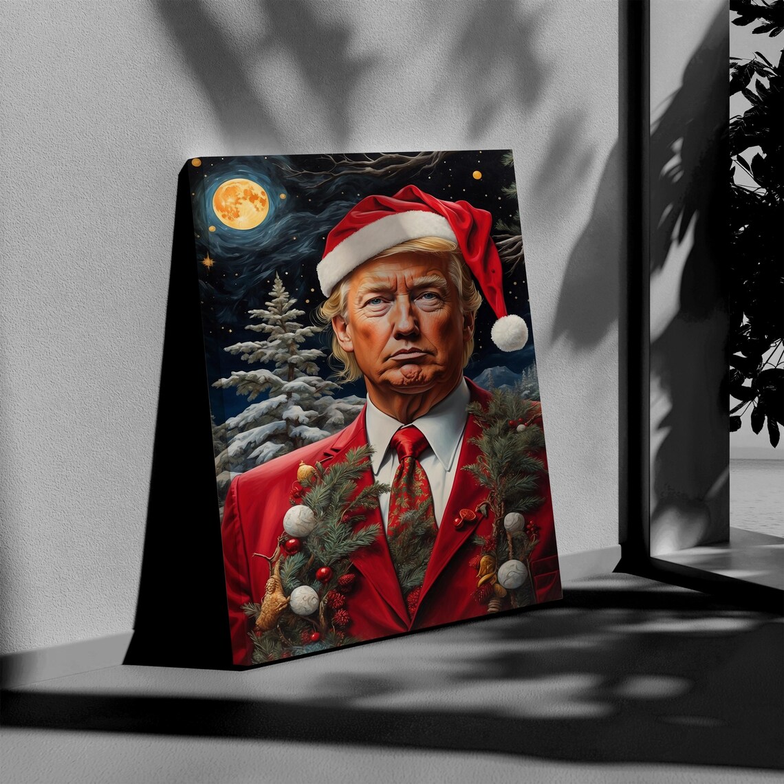 Donald Trump Santa Hat Christmas Starry Night Wonder Scene Poster - Image 4