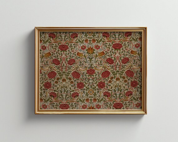 Cottagecore Botanical Pattern Art Print, Vintage