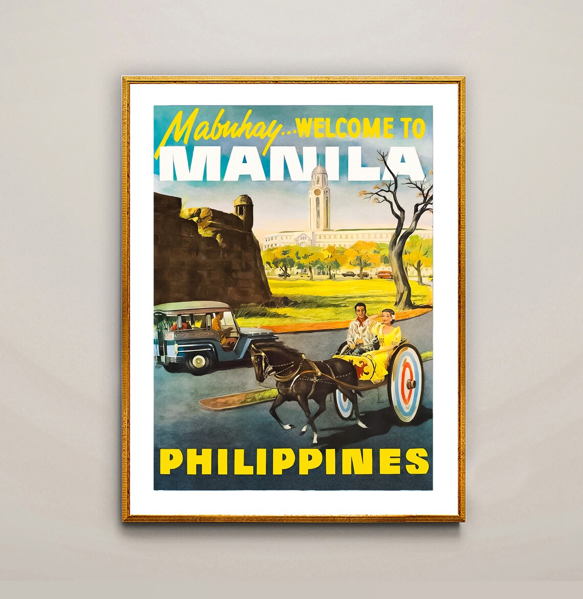 Mabuhay Welcome To Manila Philippines Vintage Travel Poster - Image 2