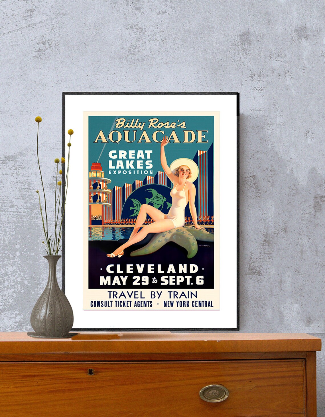 Bill Roses Aquacade Cleveland Vintage Travel Poster - Image 2