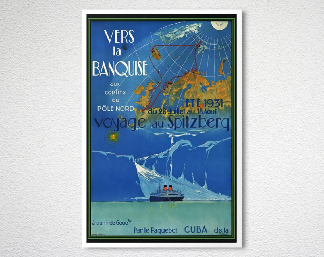 Vers la Banquise 1931 Spitzberg Arctic Voyage Vintage French Poster - Image 2