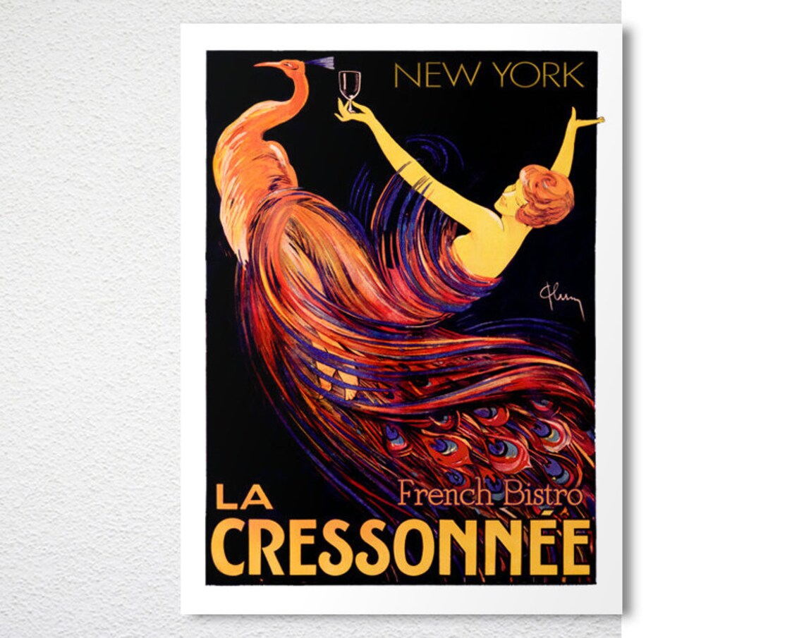 La Cressonnee New York French Bistro Peacock Art Deco Poster - Image 2