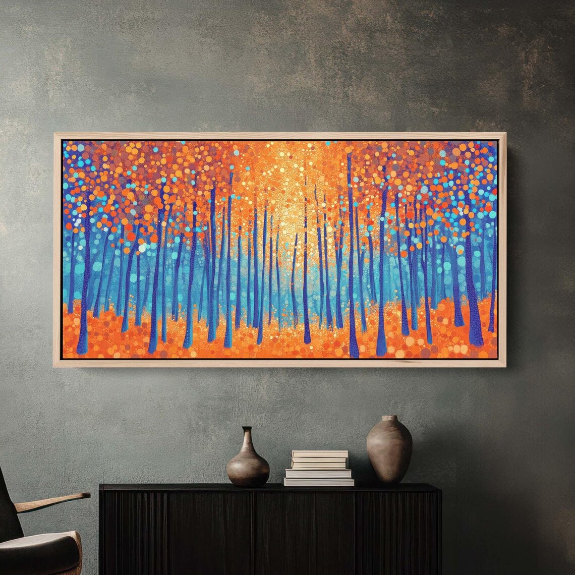 Pointillism Autumn Abstract Aspen Trees Art Print