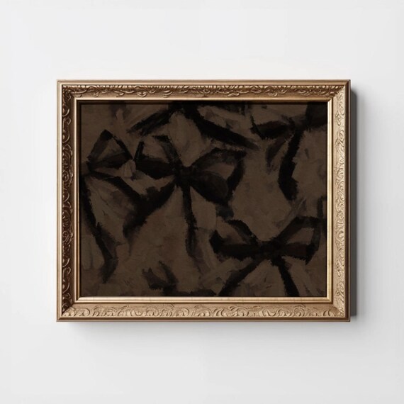 Black Bow Abstract Brushstroke Moody Coquette Dark Art Poster