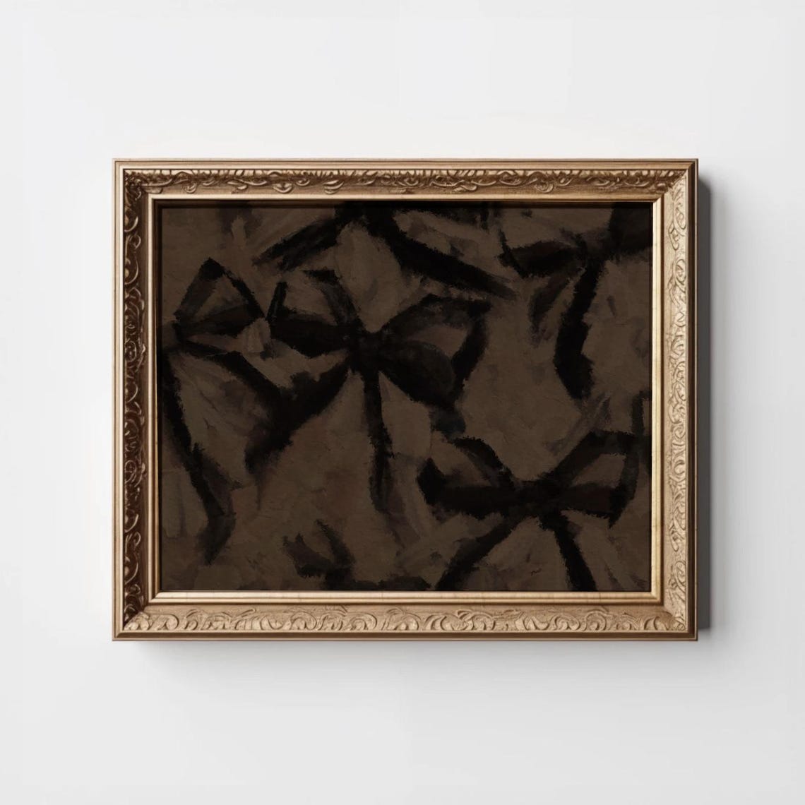 Black Bow Abstract Brushstroke Moody Coquette Dark Art Poster