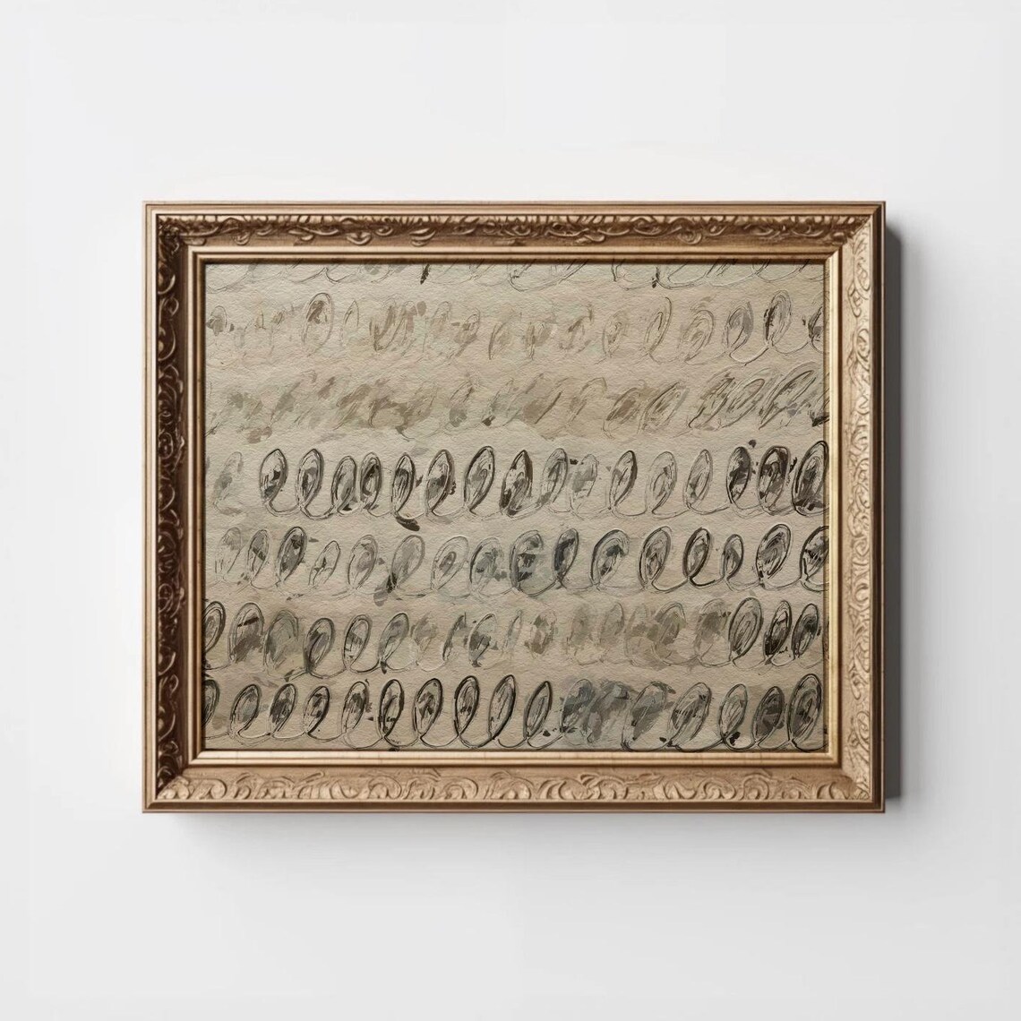 Beige Swirl Abstract Print, Modern Neutral Decor