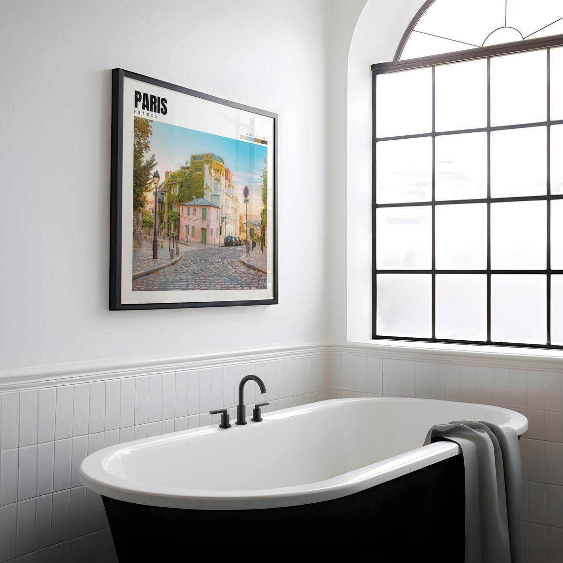 Paris France Montmartre Cobblestone Street Ivy Houses Charm Poster - Image 2
