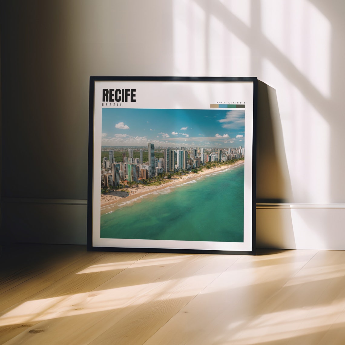 Recife Brazil Beach Aerial Turquoise Ocean Skyline Sandy Shore Poster - Image 3
