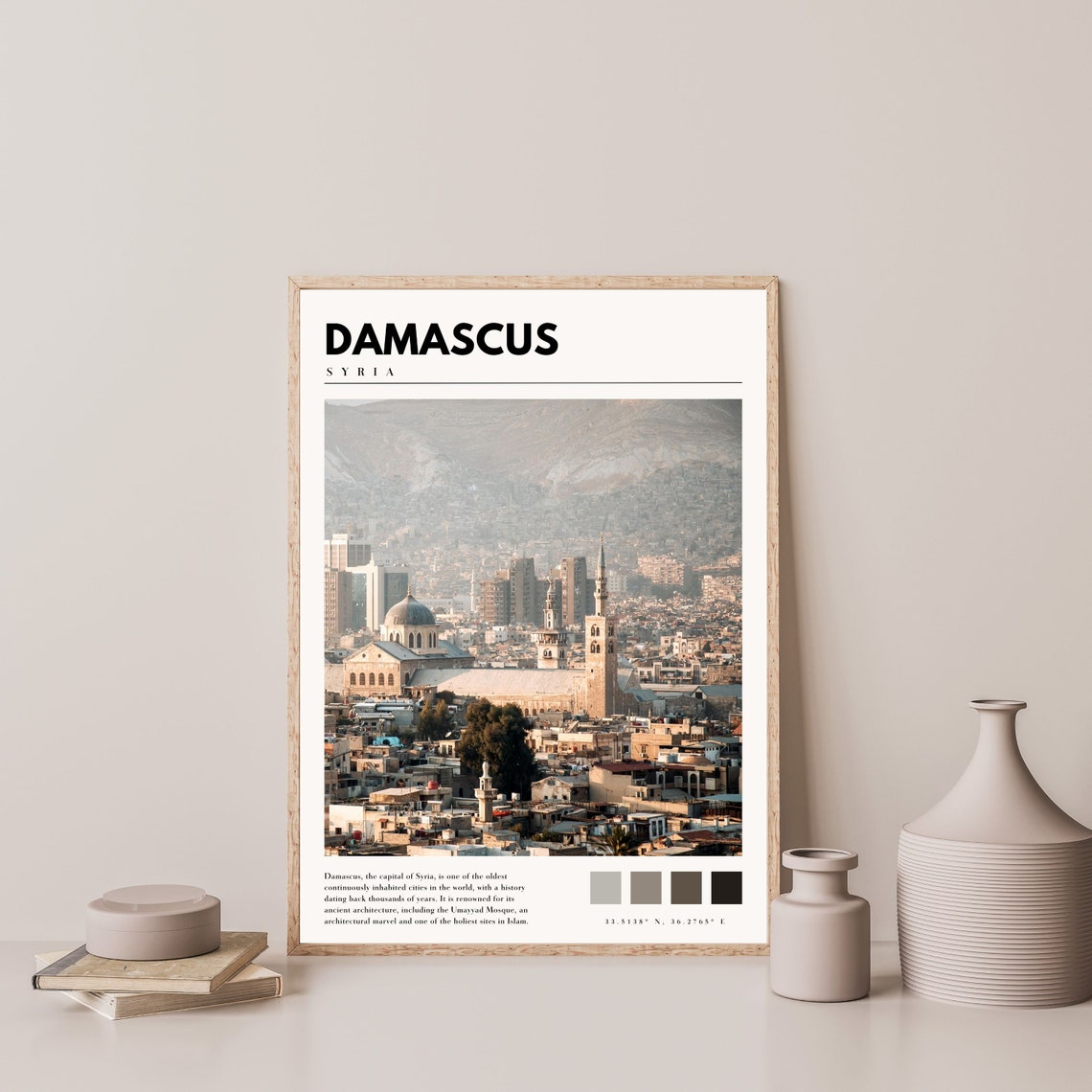 Damascus Syria Old City Historic Mosque Minarets Skyline Poster - Image 4