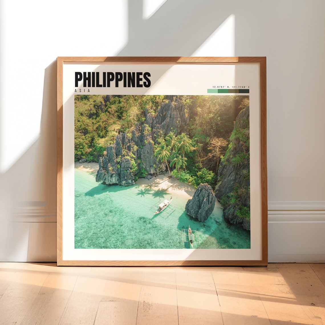 Philippines El Nido Limestone Cliffs Aerial Beach View Poster