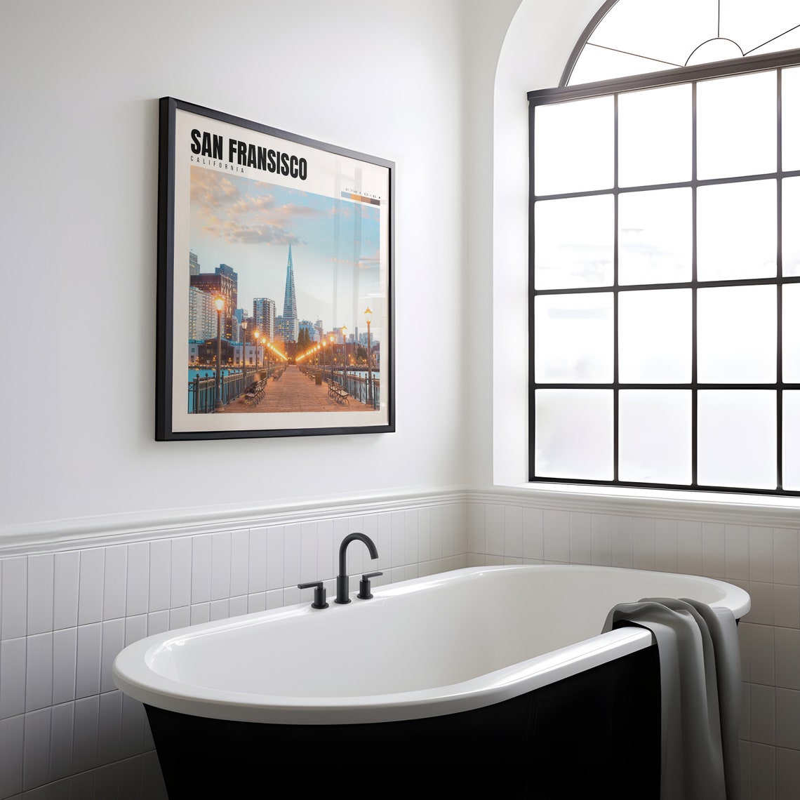 San Francisco Poster with Ferry Building and Embarcadero at Dusk View - Image 2