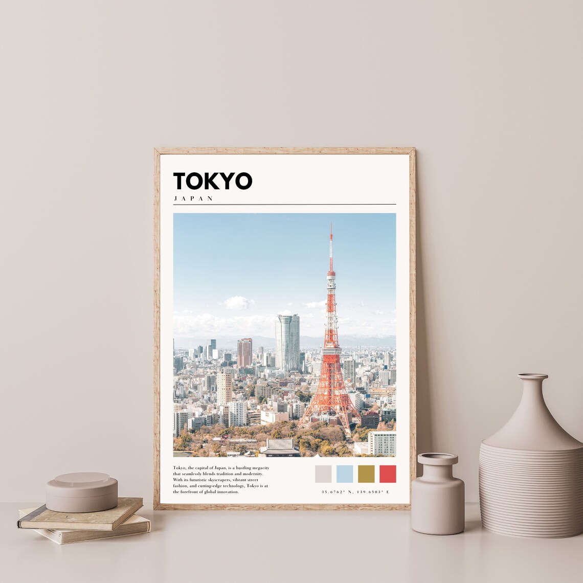Tokyo City Skyline, Japan Travel Poster Art Print - Image 4