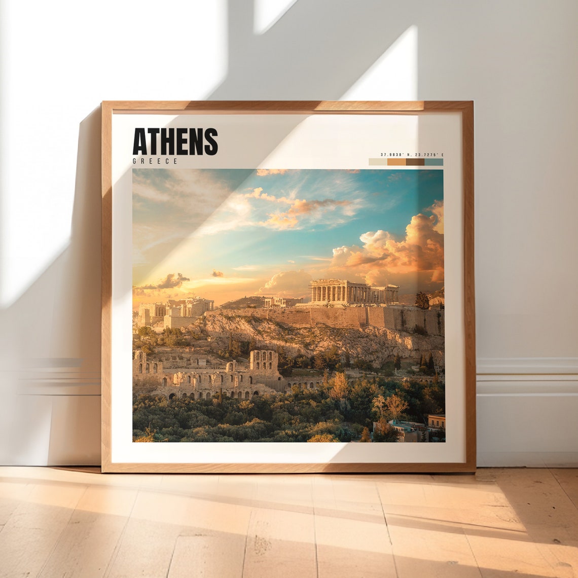 Athens Greece Acropolis Parthenon Sunset Ancient Ruins Travel Poster