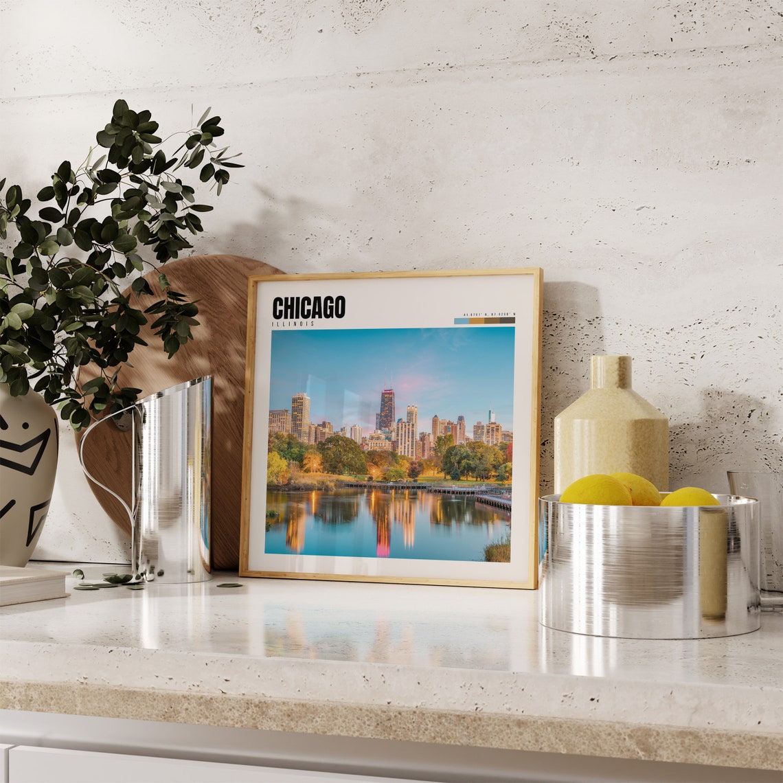 Chicago Illinois Skyline Reflection Dusk Lake Park City Poster - Image 4