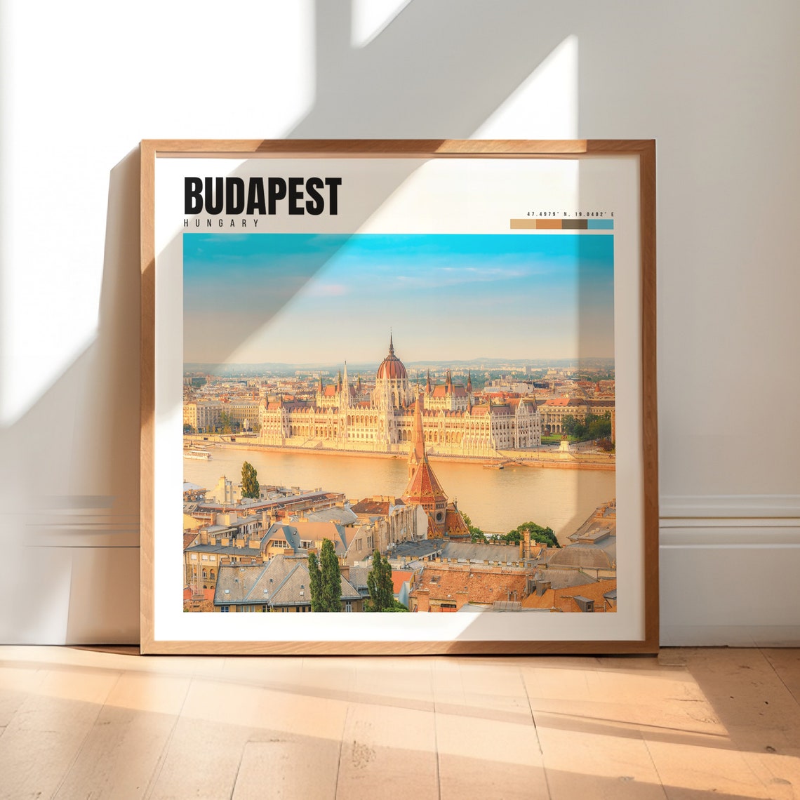Budapest Hungary Parliament Building Danube Golden Sunset View Poster