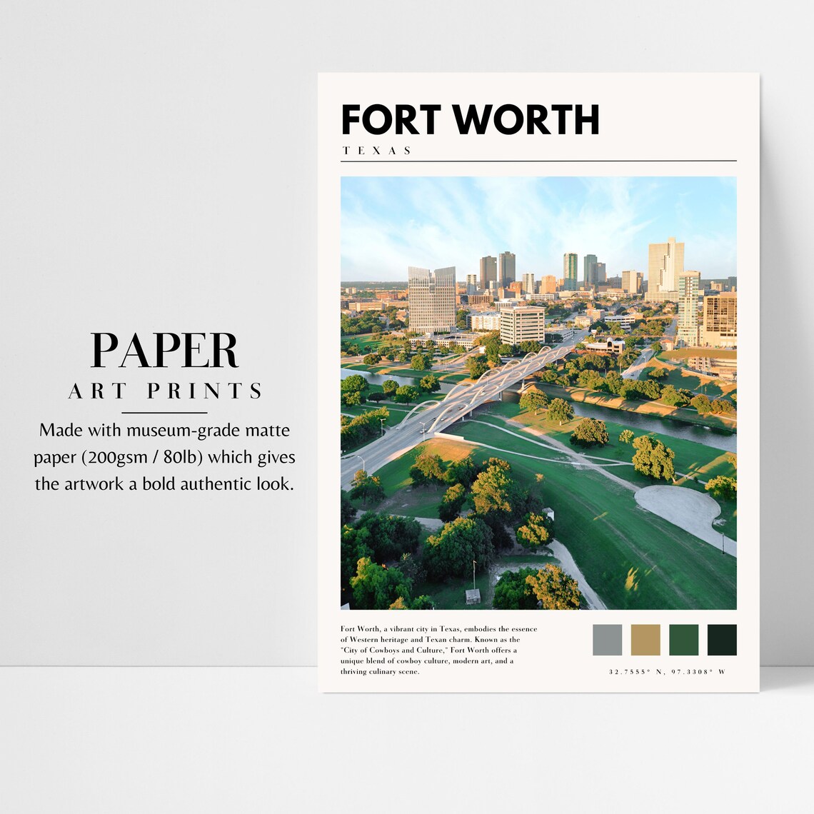 Fort Worth Texas Travel Poster, City Wall Art - Image 3
