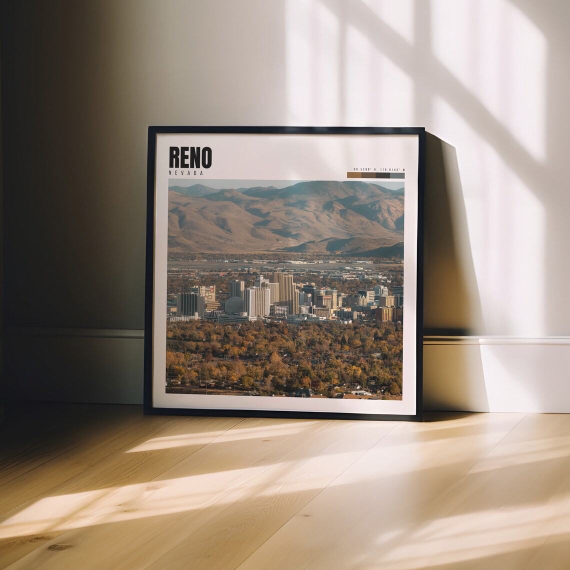 Reno Nevada City Skyline Desert Mountains Aerial Daytime Poster - Image 3