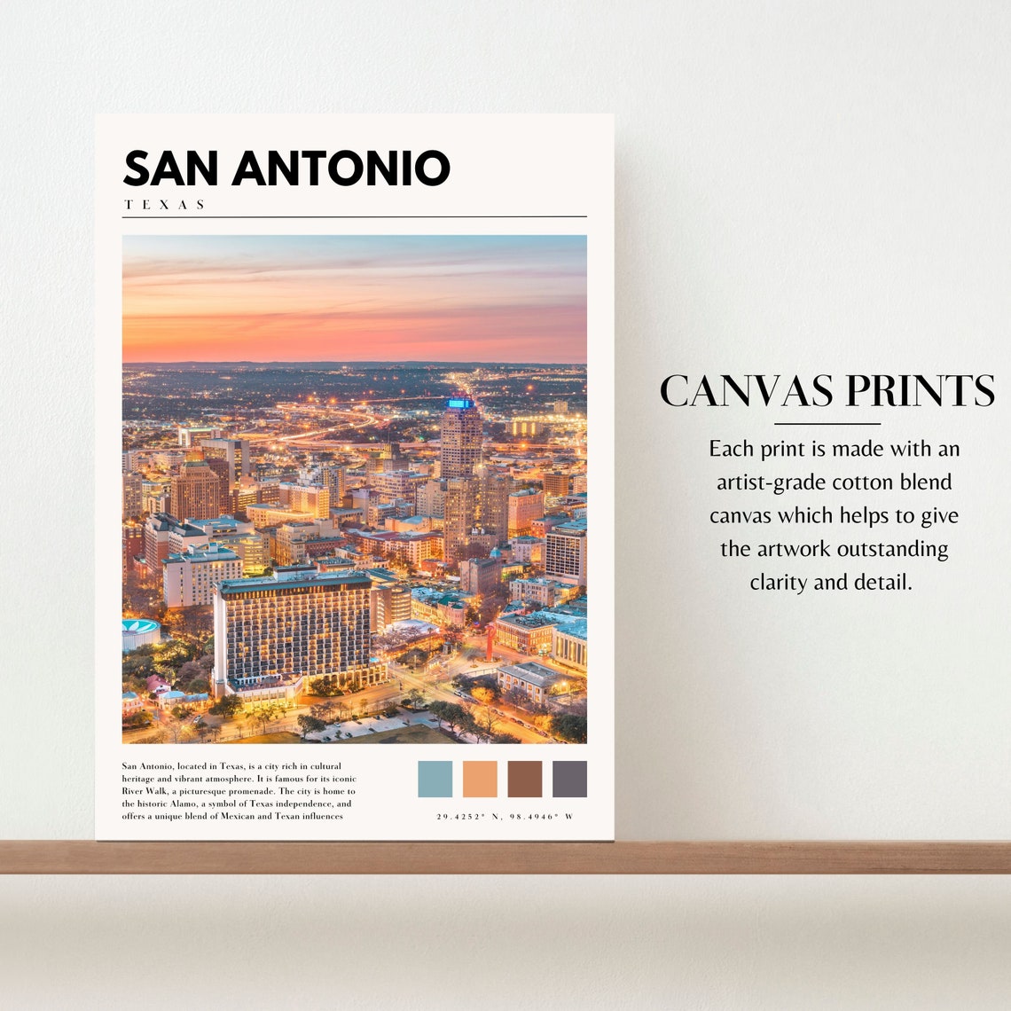 San Antonio Texas Dusk Skyline Aerial City View at Night Poster - Image 2