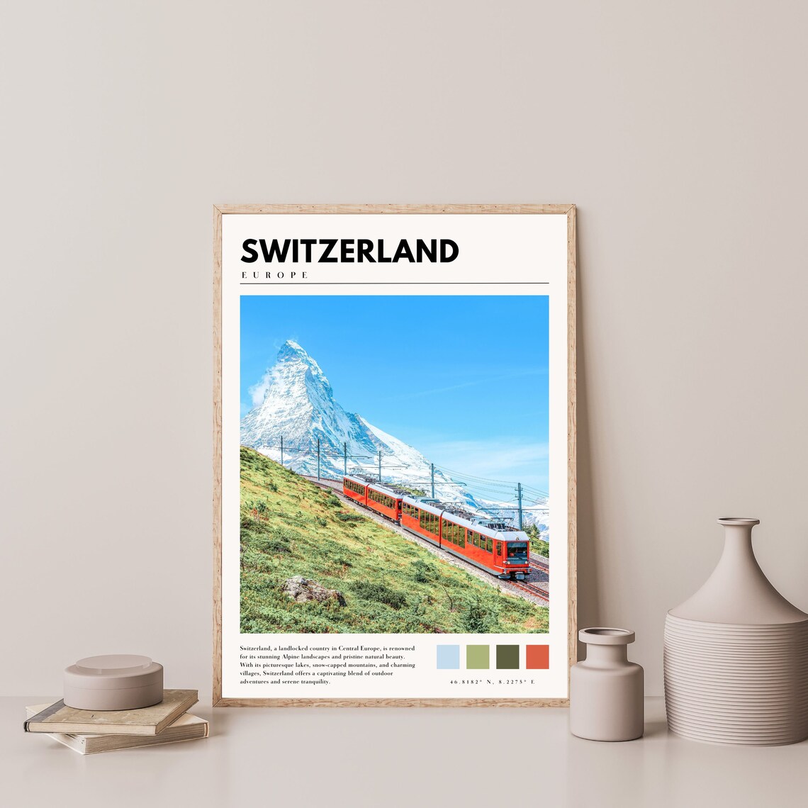 Switzerland Travel Poster, Swiss Alps Landscape - Image 4