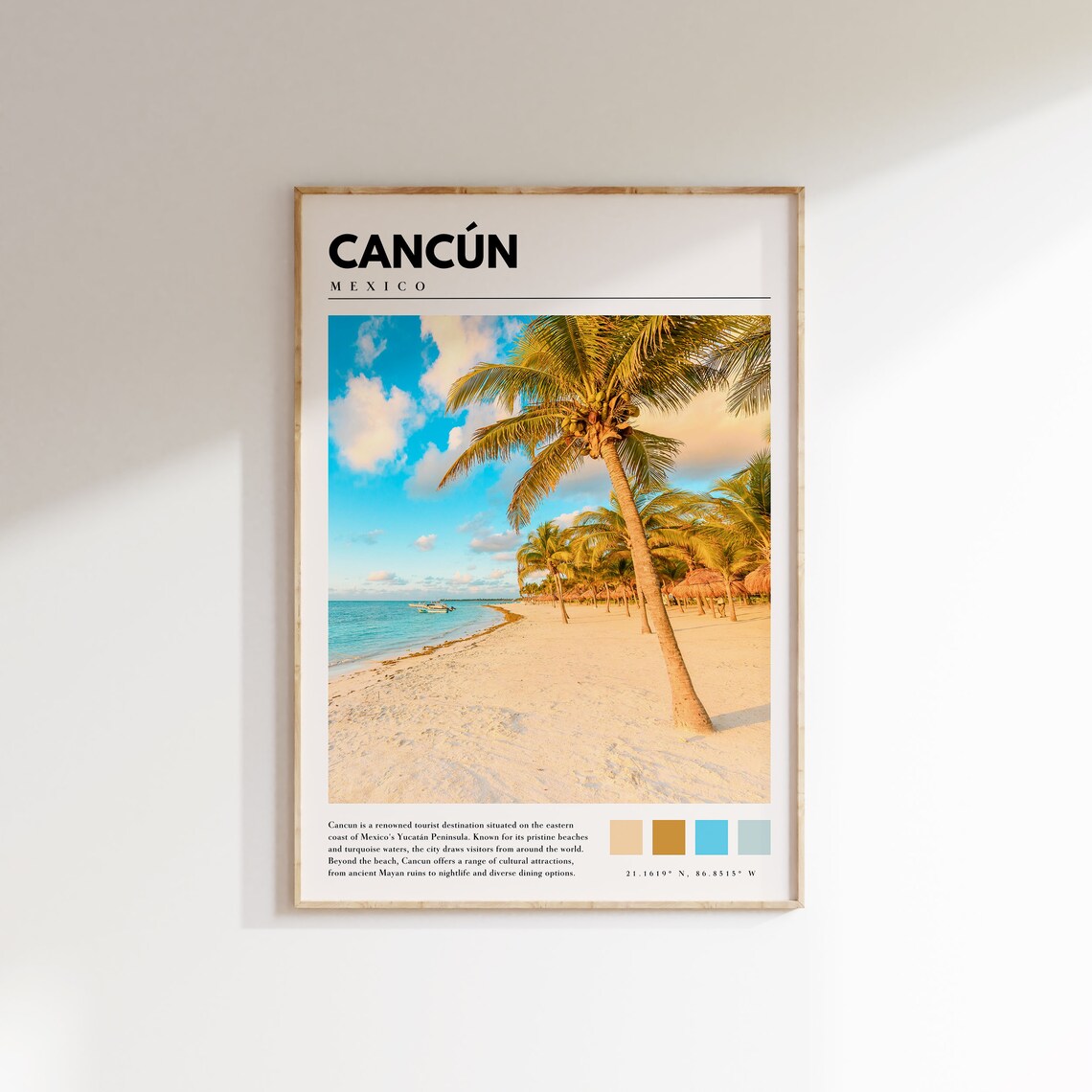 Cancun Mexico Travel Poster, Beach Photography Art Print