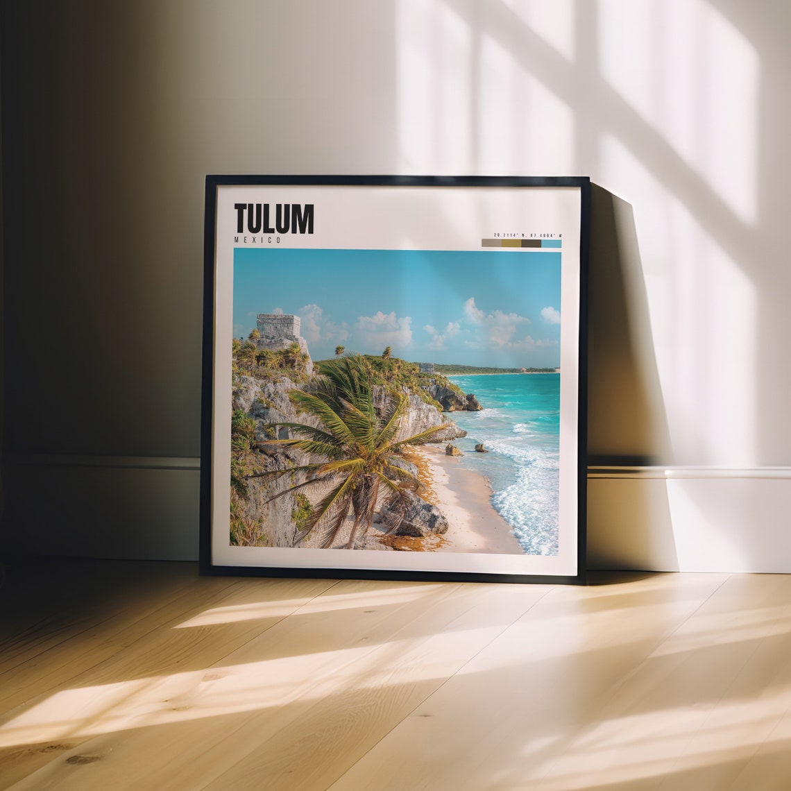 Tulum Mexico Mayan Ruins Cliff Beach Palm Turquoise Sea Poster - Image 3