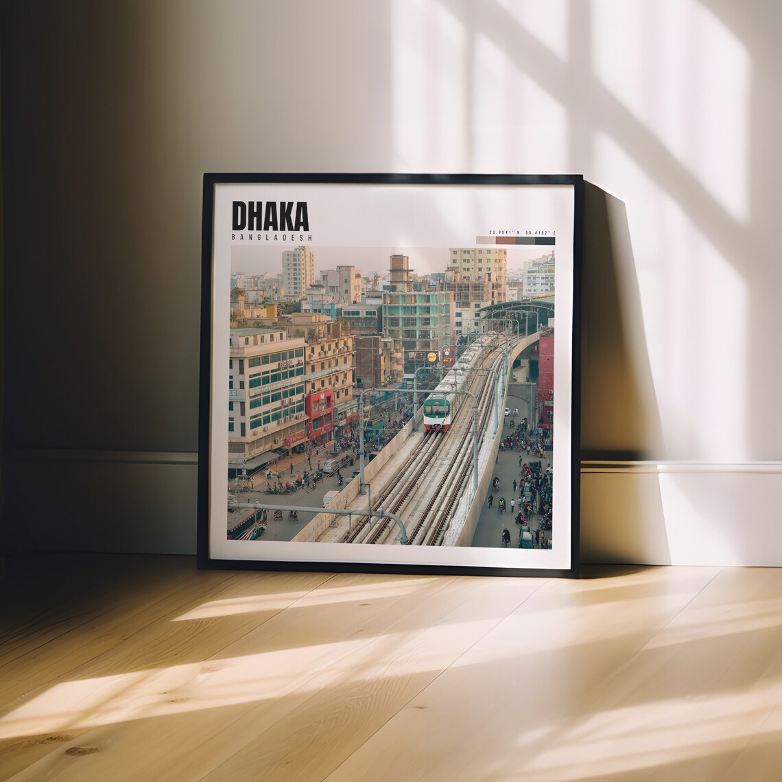 Dhaka Bangladesh Elevated Metro Train Busy City Street Poster - Image 3