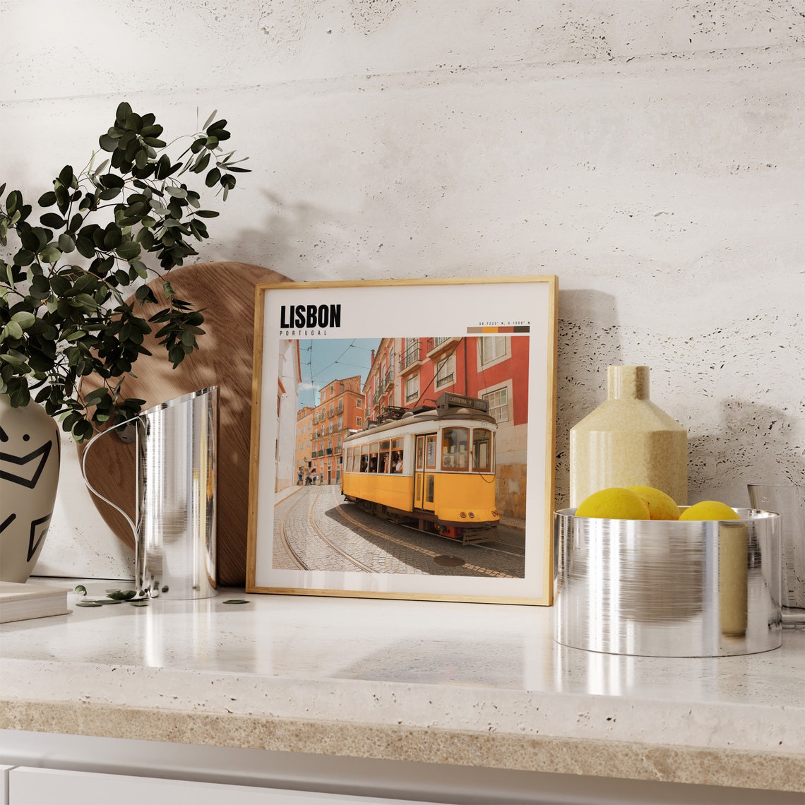 Lisbon Yellow Vintage Tram on a Cobblestone Corner Street Poster - Image 3