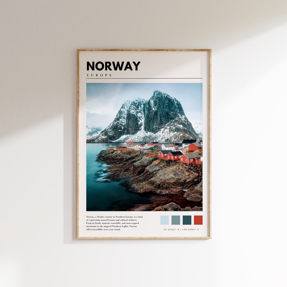 Norway Travel Poster, European Wall Art Print