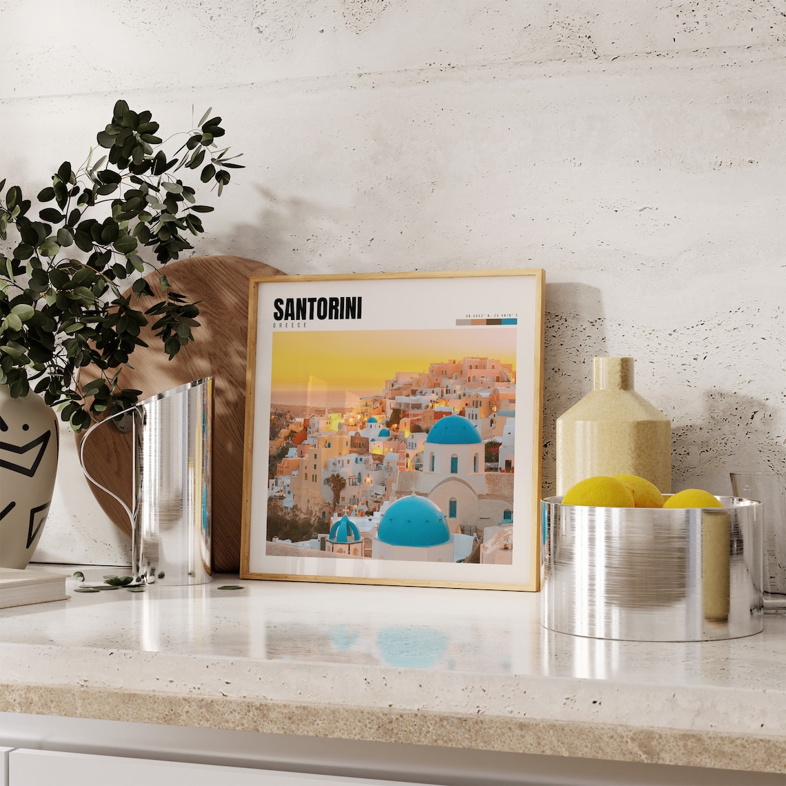 Santorini Greece Oia Blue Domes Sunset Caldera View Travel Poster - Image 4