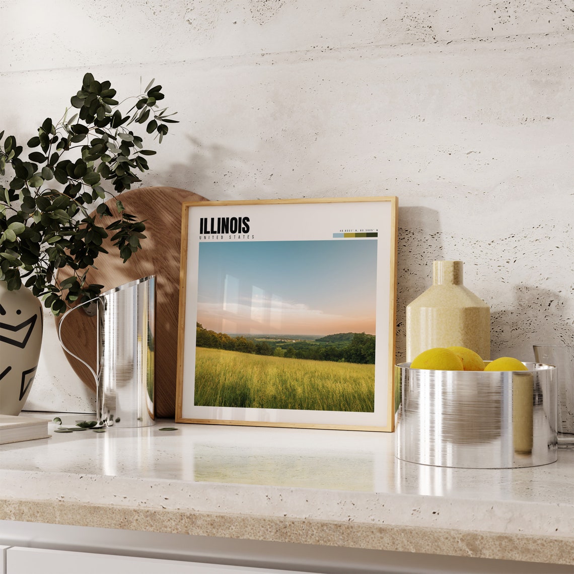 Illinois Golden Prairie Grassland Sunset Hills Valley View Poster - Image 4