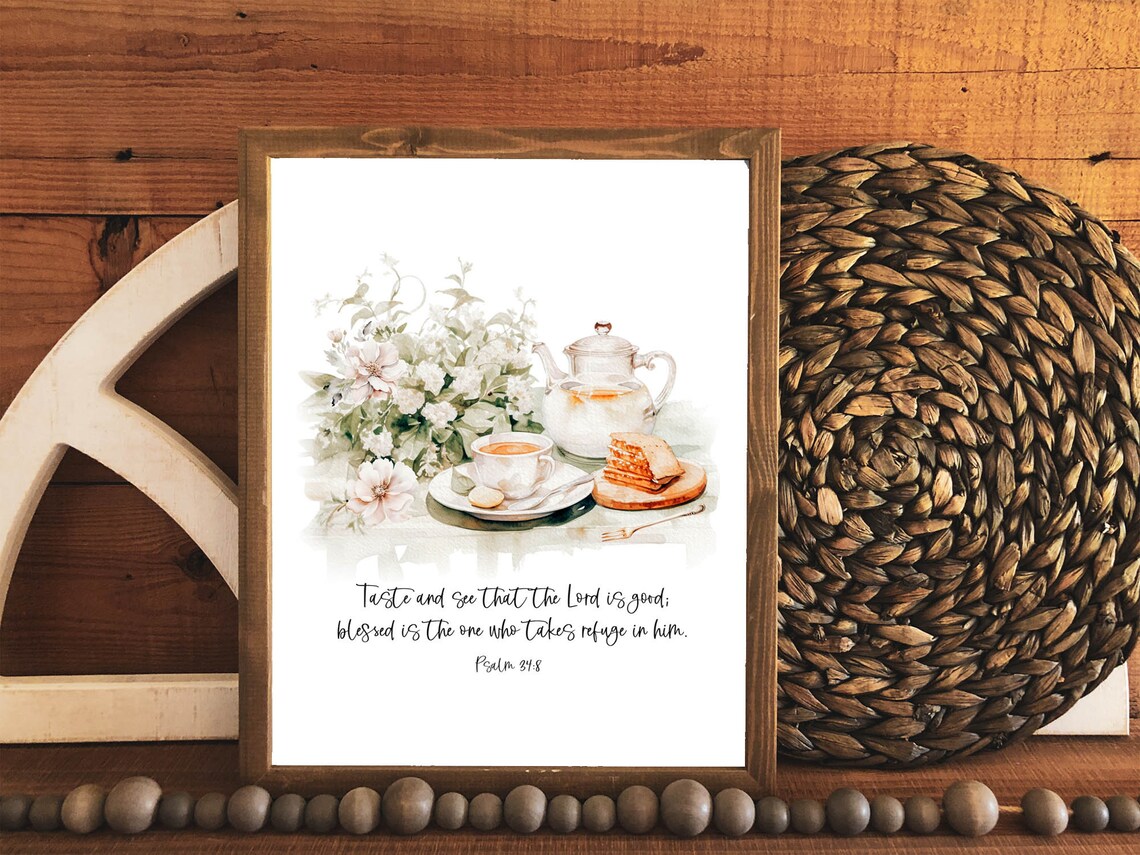Psalm 34:8 Scripture Art Print, Cottage Decor - Image 3