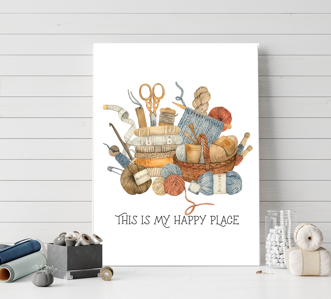 This Is My Happy Place Knitting Supplies Craft Room Quote Wall Poster - Image 2