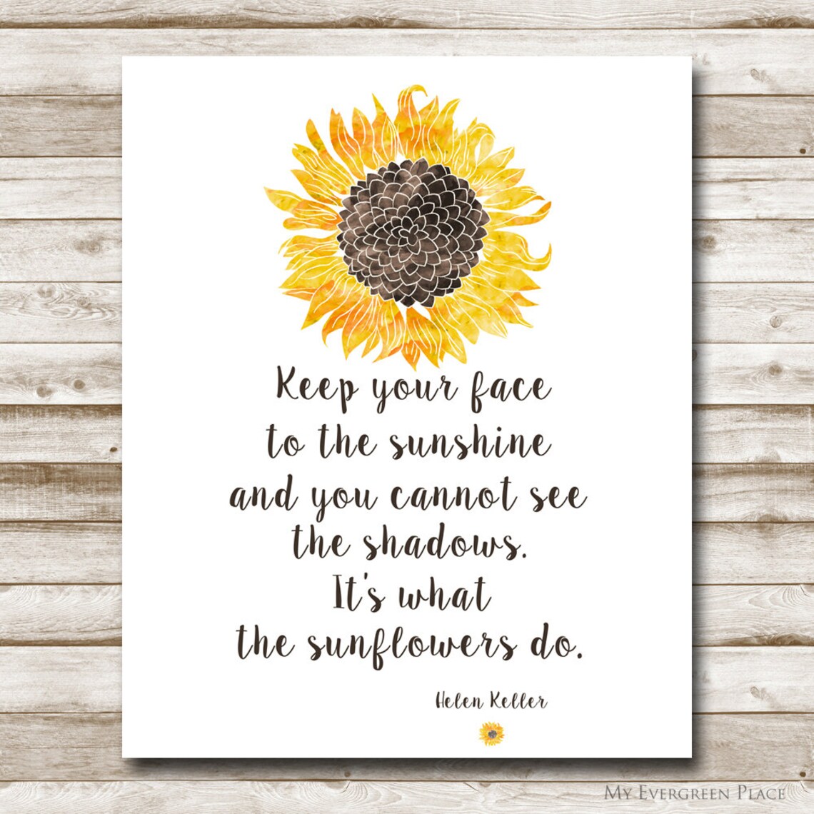Keep Your Face to the Sunshine Helen Keller Sunflower Quote Poster - Image 4