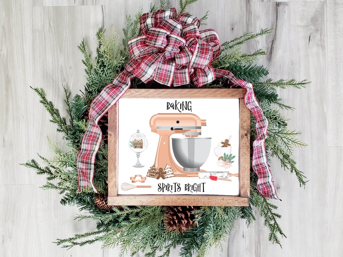 Rose Gold Stand Mixer Baking Spirits Bright Christmas Kitchen Poster - Image 3
