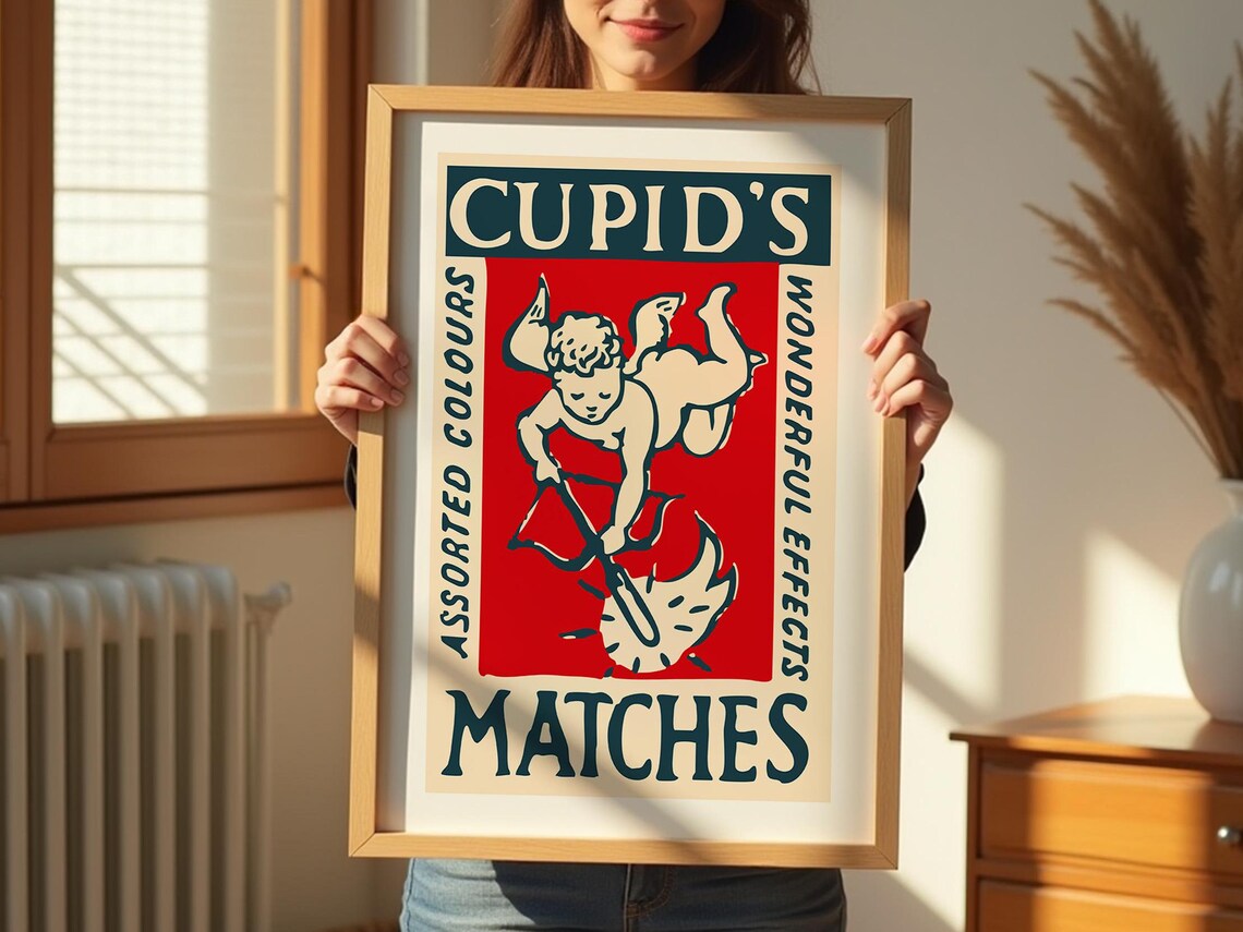 Cupid Match Retro Valentine's Day Art Print - Image 3